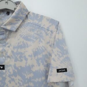 Bad Birdie Shirt Mens Large Blue Tie Dye Abstract Performance Stretch Golf Polo